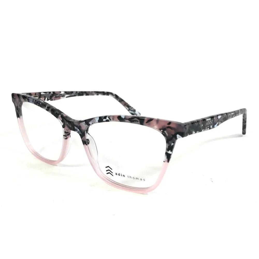 Adin Thomas Eyeglasses Frames AT-580 C1 Ice Pink Black Marbled 52-17-140